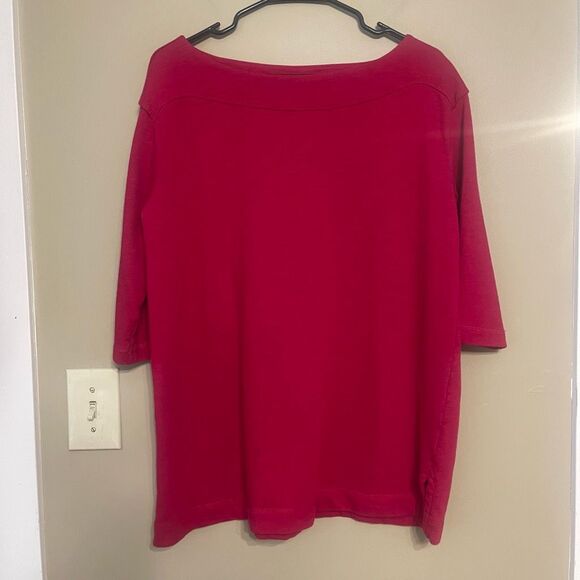 Lands End Women’s Boat Neck 3/4 Sleeve Cotton Blend Tunic Shirt Petite Large - Picture 1 of 7